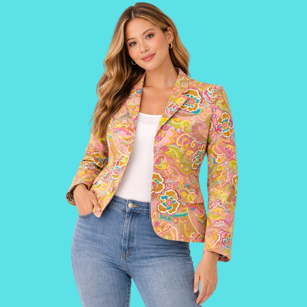 Harve Benard Maximalist Colorful Cotton Psychedelic Paisley Blazer